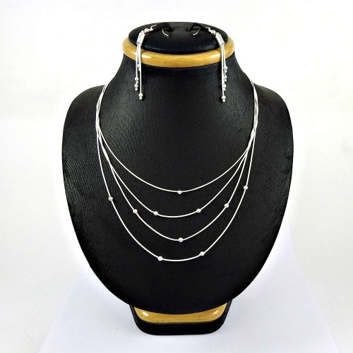 Beautiful 925 Sterling Silver Earring Necklace Set