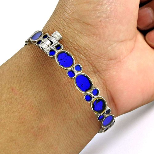 Charming 925 Sterling Silver Antique Glass Bangle