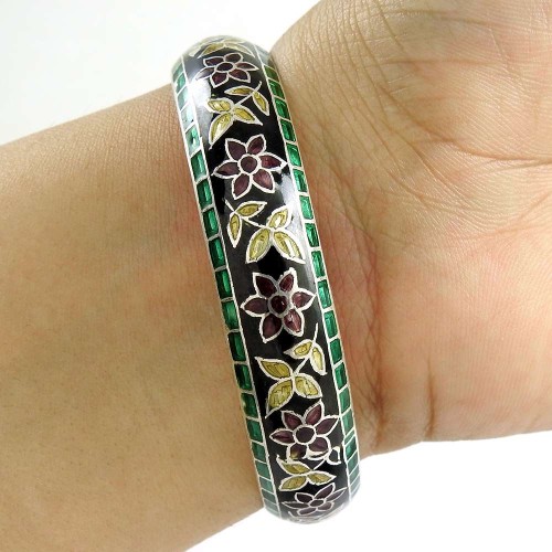 Big Fabulous ! MeenaKari 925 Sterling Silver Bangle