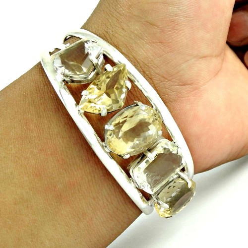 Classy Design ! Citrine 925 Sterling Silver Bangle