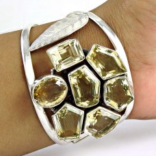 Big Excellent! Citrine 925 Sterling Silver Bangle