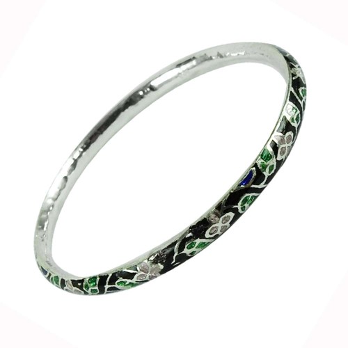 925 Sterling Silver Handmade Jewellery Seemly Inlay Bangle