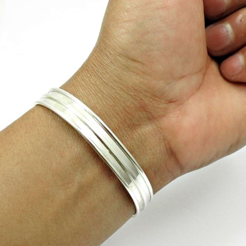 925 Sterling Silver Cuff Bangle Tribal Jewelry Z1