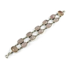 Amusable Rose Quartz Gemstone Sterling Silver Bracelet 925 Sterling Silver Jewellery