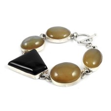 Traditional Multi Stone Gemstone Sterling Silver Bracelet Jewelry