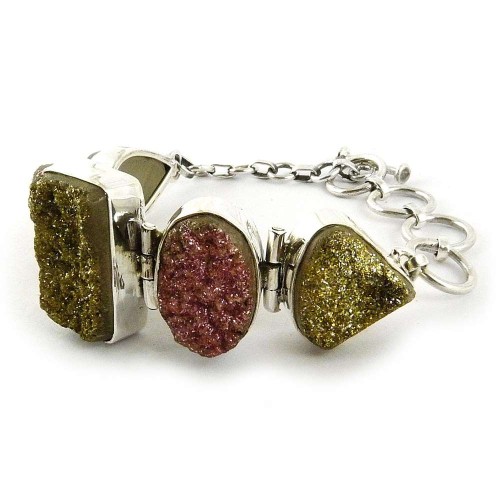 925 Sterling Silver Jewelry Beautiful Druzy Gemstone Bracelet