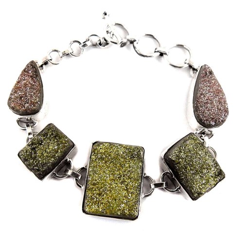 Classy !! Druzy 925 Sterling Silver Bracelet