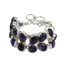 Victorian Style Amethyst Gemstone Sterling Silver Bracelet Jewelry