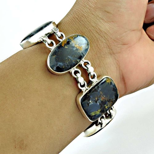 Bloom Fashion Petersite Gemstone Silver Bracelet Jewelry