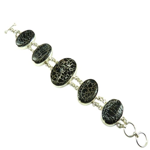 Draditions !! Black Stone 925 Sterling Silver Bracelet