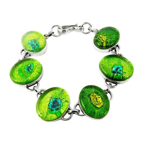 Royal Color !! Dico Glass 925 Sterling Silver Bracelet