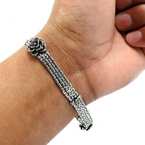 925 Sterling Silver HANDMADE Jewelry Oxidized Bracelet I1