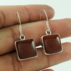 925 Sterling Silver Antique Jewellery Designer Red Onyx Gemstone Earrings