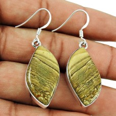 Handy!! 925 Sterling Silver Picture Jasper Earrings Wholesaler India