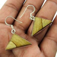 925 sterling silver fashion Jewellery Beautiful Picture Jasper Earrings Al por mayor