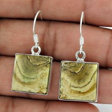 Big Amazing!! 925 Sterling Silver Picture Jasper Earrings Großhandel