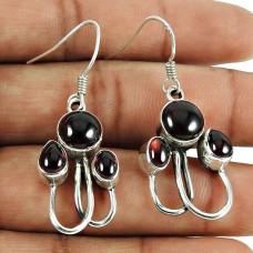 925 Sterling Silver Jewellery Fashion Garnet Gemstone Earrings Manufacturer India