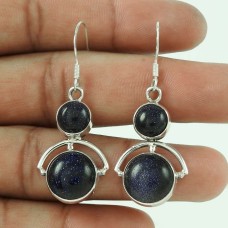 Gorgeous Design ! 925 Sterling Silver Blue Sunstone Earrings Wholesale