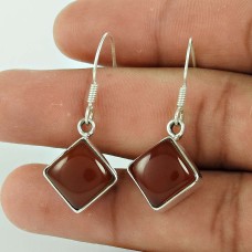 925 Silver Jewelry Charming Red Onyx Gemstone Earrings