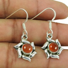 Scenic 925 Sterling Silver Carnelian Gemstone Earrings Vintage Jewellery