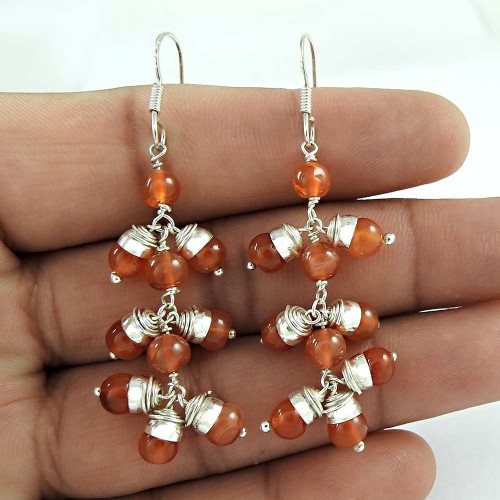 Swanky!! 925 Sterling Silver Carnelian Earrings Wholesale Price