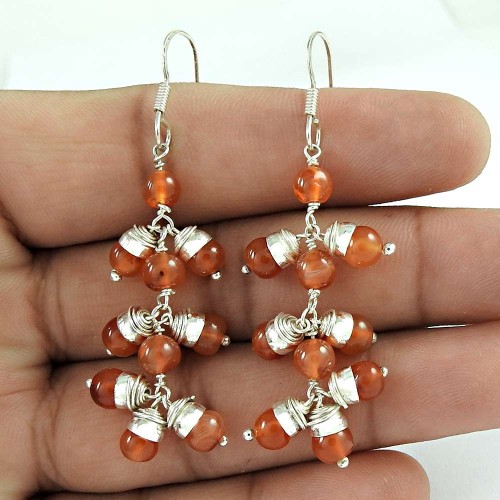 Tempting!! 925 Sterling Silver Carnelian Earrings Al por mayor