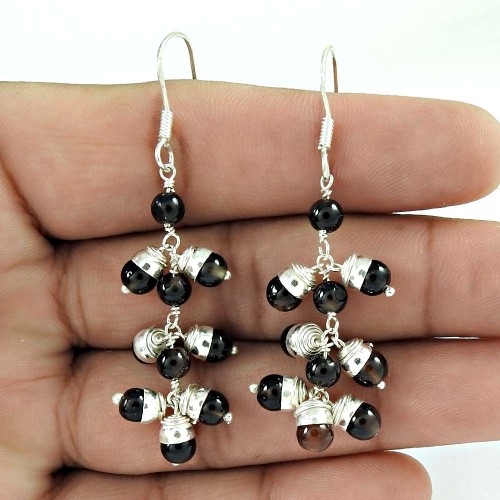 925 sterling silver gemstone jewelry Rare Smoky Quartz Gemstone Earrings Proveedor