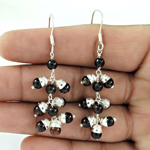 indian silver jewelry Trendy Smoky Quartz Gemstone Earrings Fabricante