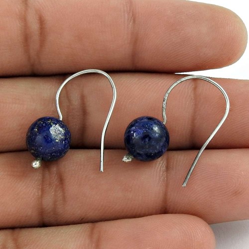 925 Sterling Silver Jewellery Charming Lapis Gemstone Earrings