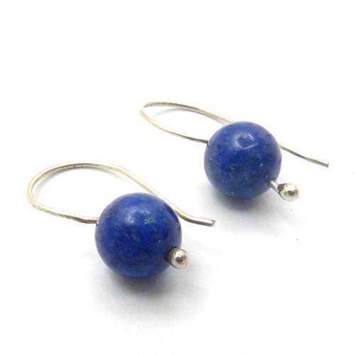 Sterling Silver Indian Jewellery High Polish Lapis Gemstone Earrings