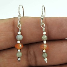 Dainty Daisy !! Carnelian, labradorite Gemstone Sterling Silver Earrings Jewelry Grossiste