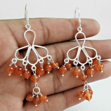 Engaging !! Carnelian Gemstone Sterling Silver Earrings Jewelry Wholesaling