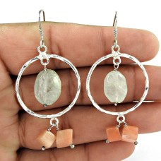 Gorgeous !! Carnelian, Prehnite Gemstone Sterling Silver Earrings Jewelry Mayorista