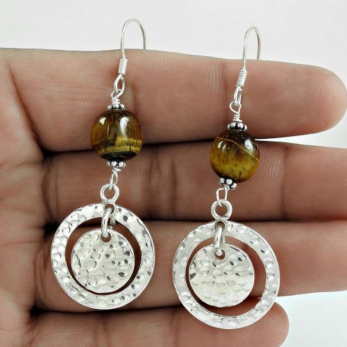 Sizzling !! Tiger Eye Gemstone Sterling Silver Earrings Jewelry Großhändler