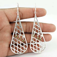 Best Quality !! Peridot Gemstone Sterling Silver Earrings Jewelry Wholesaling