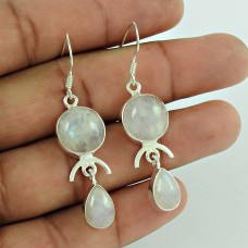 Antique Look !! Rainbow Moonstone Gemstone Sterling Silver Earrings Jewelry Großhandel