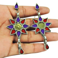 925 Silver Jewellery Fashion Inlay Dangle Earrings