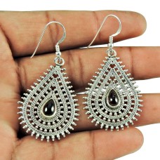 925 Sterling Silver Jewellery High Polish Garnet Gemstone Dangle Earrings