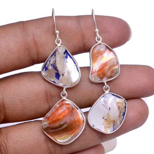 Women Gift For Her Silver Jewelry Freshwater Pearl Mismatch Earrings U76