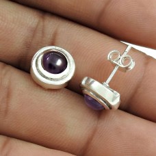 925 Sterling Fine Silver Jewelry Amethyst Gemstone Earrings D2