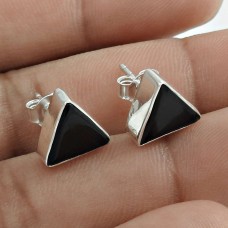 Party Wear 925 Sterling Silver Black Onyx Gemstone Earring Ethnic Jewelry A48