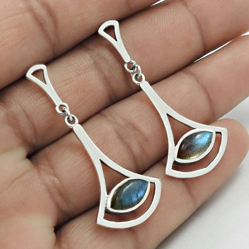 Labradorite Gemstone Jewelry 925 Sterling Silver Earrings MM24