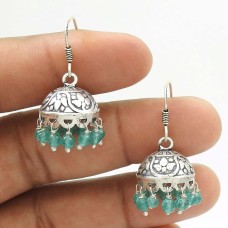 Natural TOPAZ Gemstone HANDMADE Jewelry 925 Sterling Silver Jhumki Earring AS15