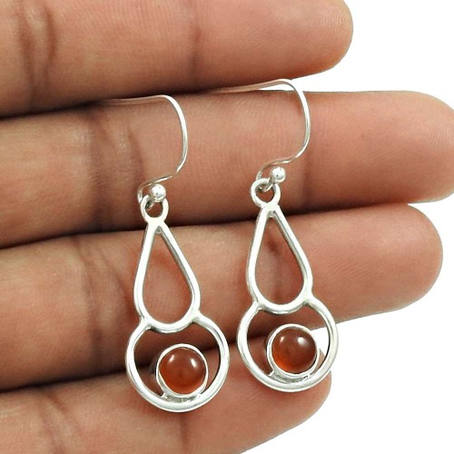 Natural CARNELIAN Gemstone HANDMADE Jewelry 925 Sterling Silver Earring AF22