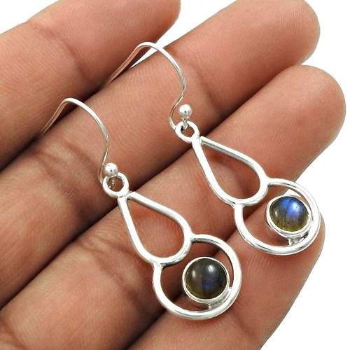 HANDMADE 925 Sterling Silver Jewelry Natural LABRADORITE Gemstone Earring AG8