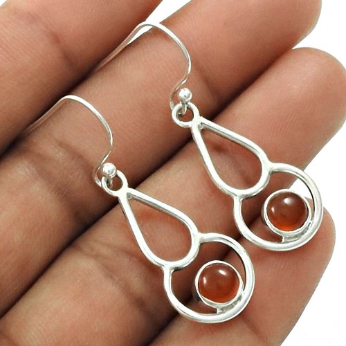 Natural CARNELIAN Gemstone Earring 925 Sterling Silver HANDMADE Fine Jewelry AE6