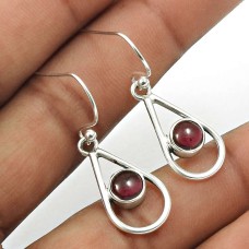 Natural GARNET Gemstone HANDMADE Jewelry 925 Solid Sterling Silver Earring AN17