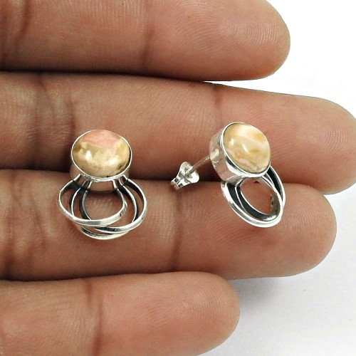 HANDMADE 925 Sterling Silver Jewelry Natural RHODOCHROSITE Gemstone Earring AP11