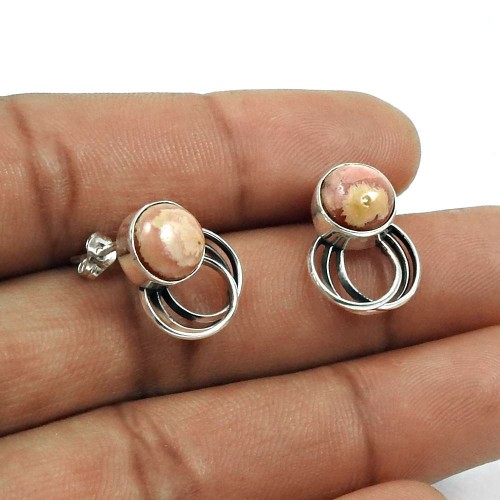 HANDMADE 925 Sterling Silver Jewelry Natural RHODOCHROSITE Gemstone Earring I31