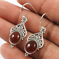 Carnelian Gemstone Earring 925 Sterling Silver Handmade Indian Jewelry J6